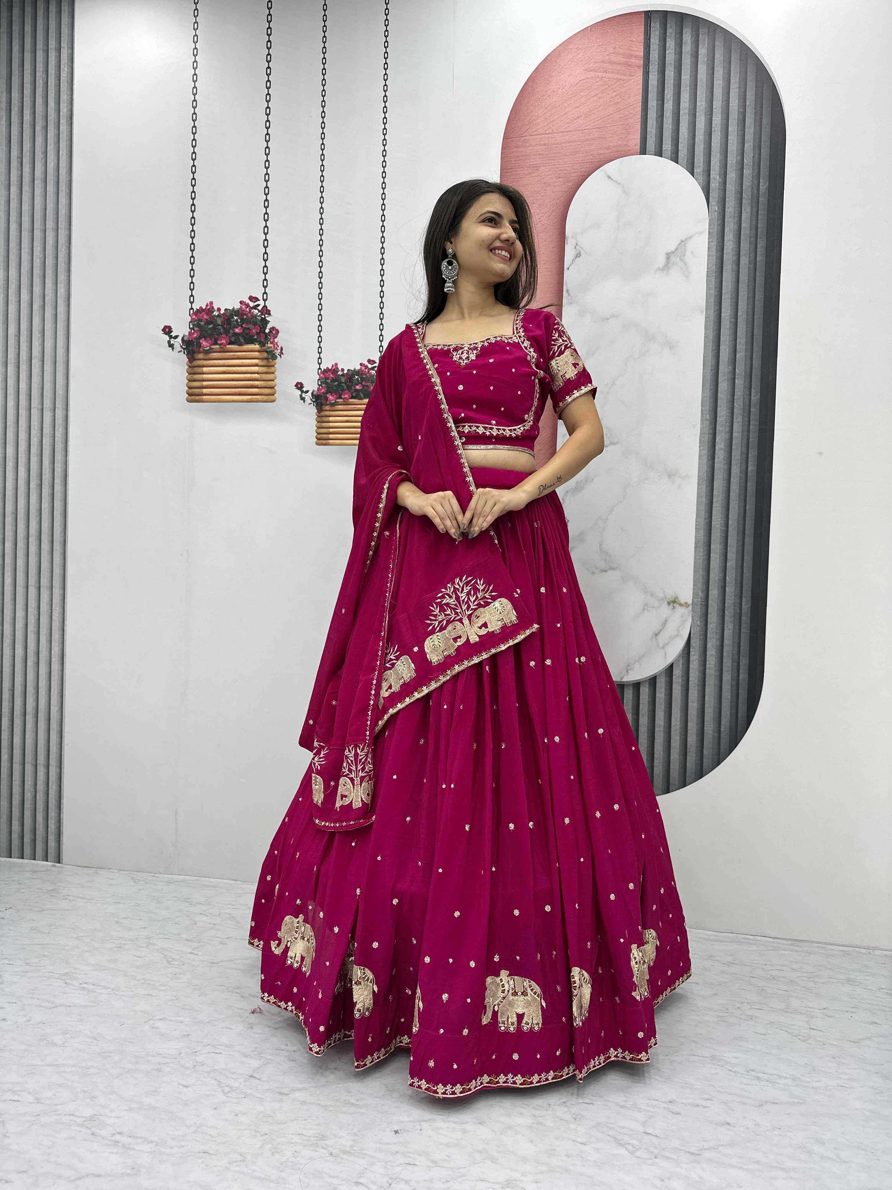 YNF CHINON KESH392 VAI05 LEHENGAS WHOLESALE EMBROIDERED THREAD WORK SEQUINS LEHENGAS MANUFACTURER