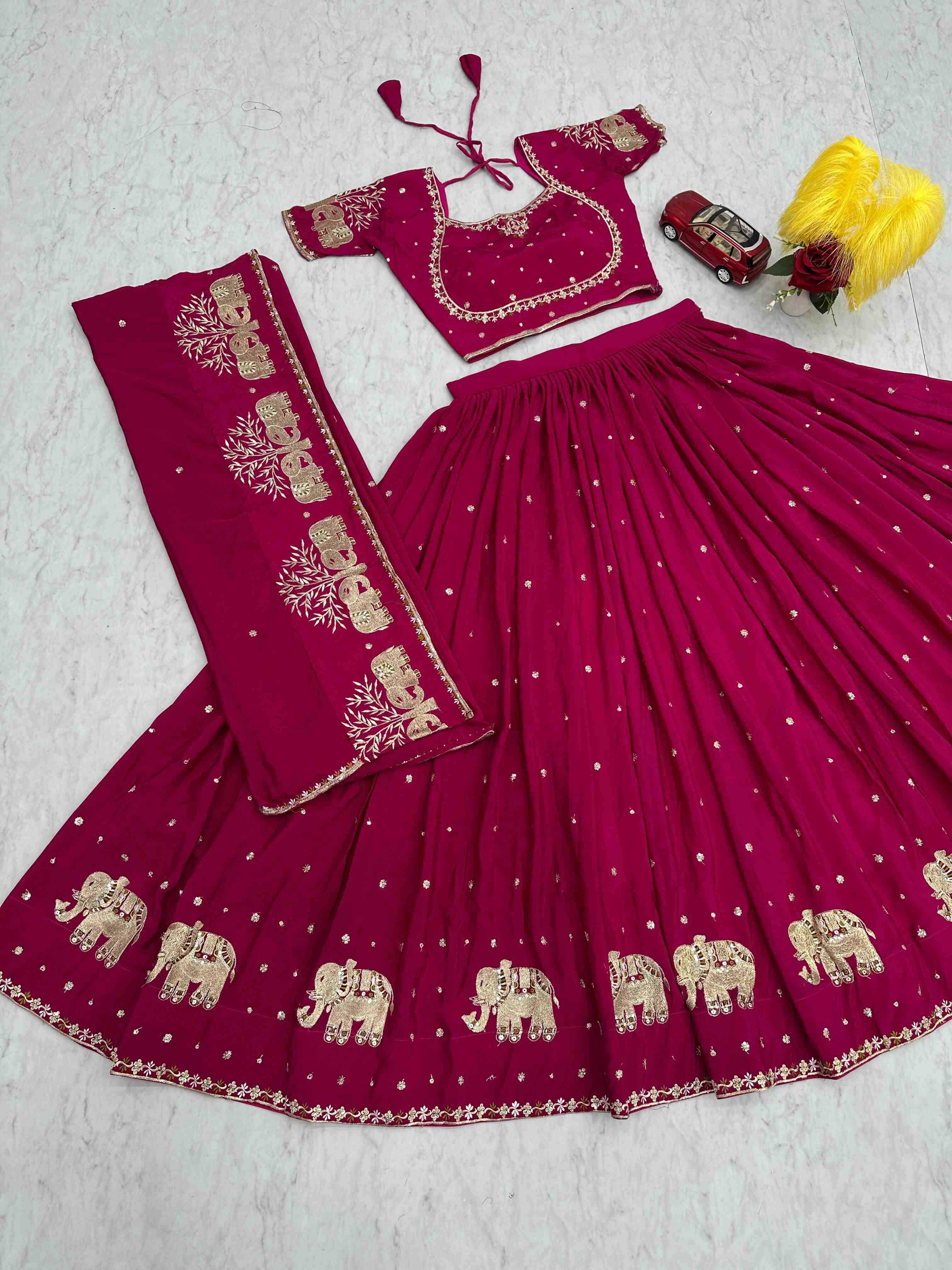 YNF CHINON KESH392 VAI05 LEHENGAS WHOLESALE EMBROIDERED THREAD WORK SEQUINS LEHENGAS MANUFACTURER