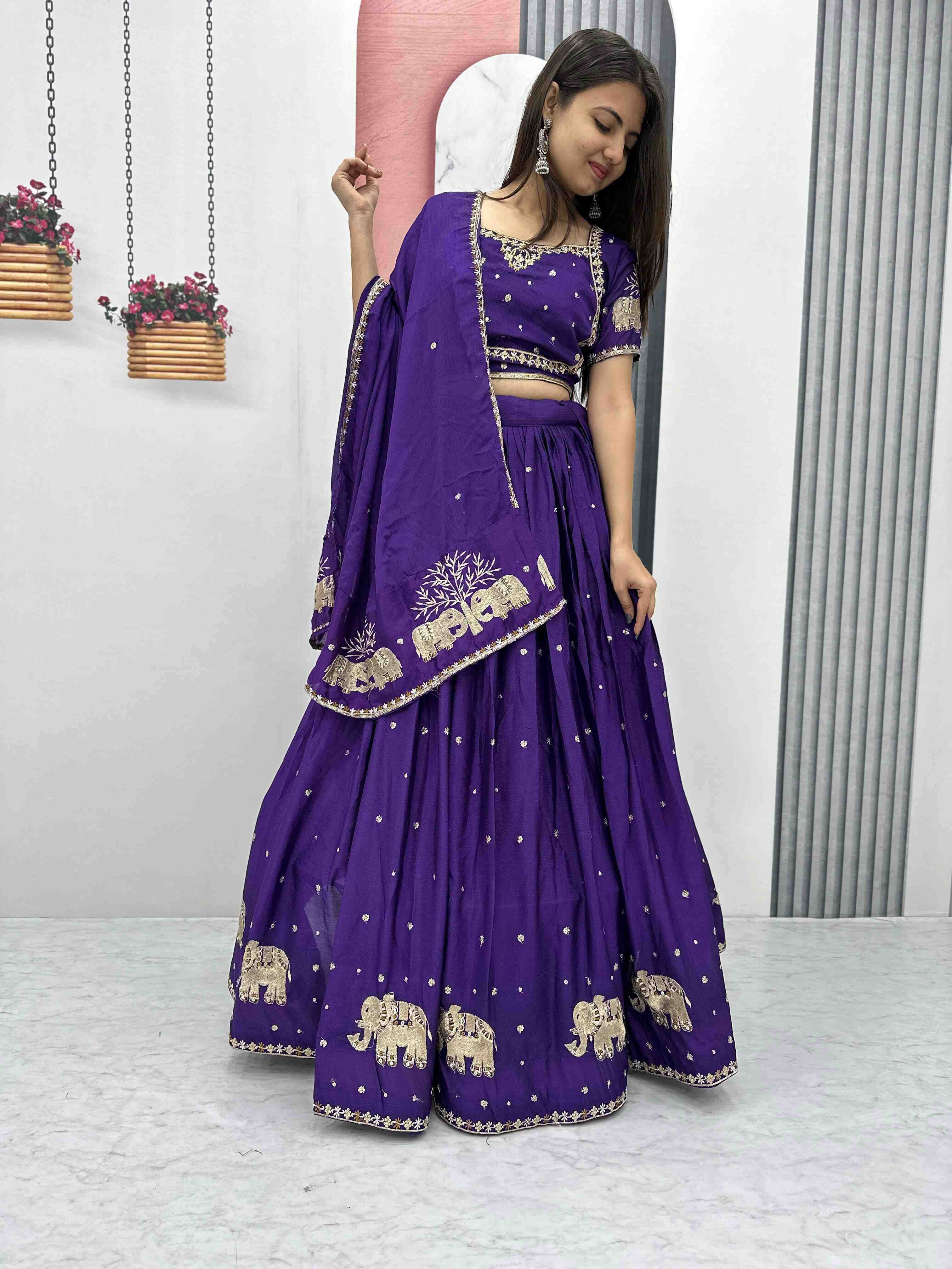 YNF CHINON KESH392 VAI05 LEHENGAS WHOLESALE EMBROIDERED THREAD WORK SEQUINS LEHENGAS MANUFACTURER