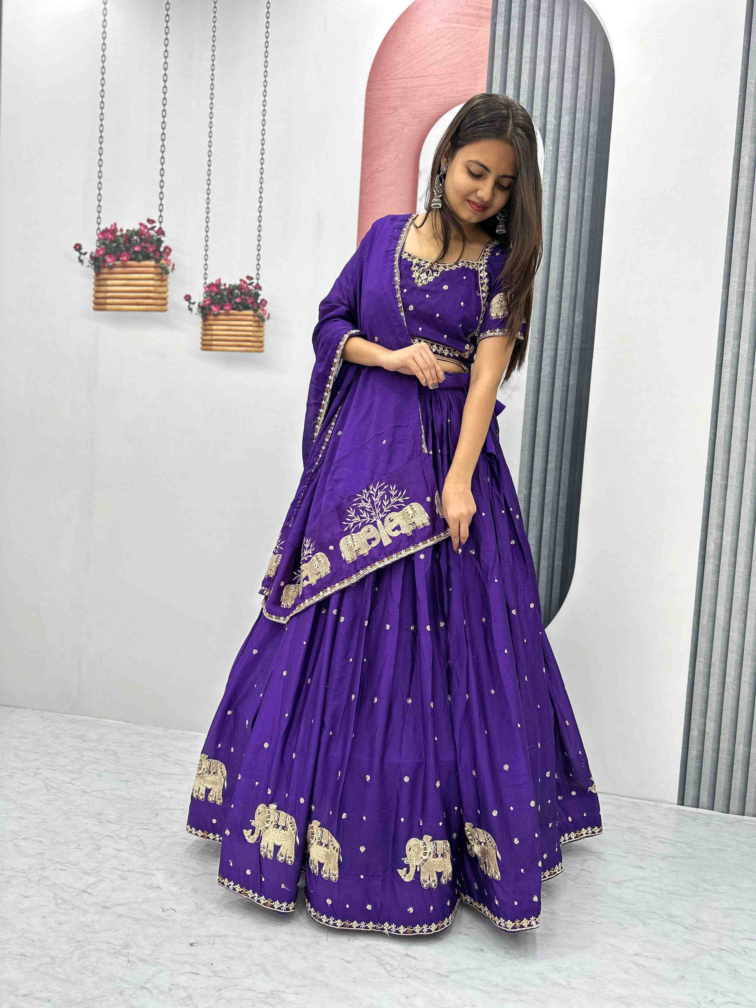 YNF CHINON KESH392 VAI05 LEHENGAS WHOLESALE EMBROIDERED THREAD WORK SEQUINS LEHENGAS MANUFACTURER