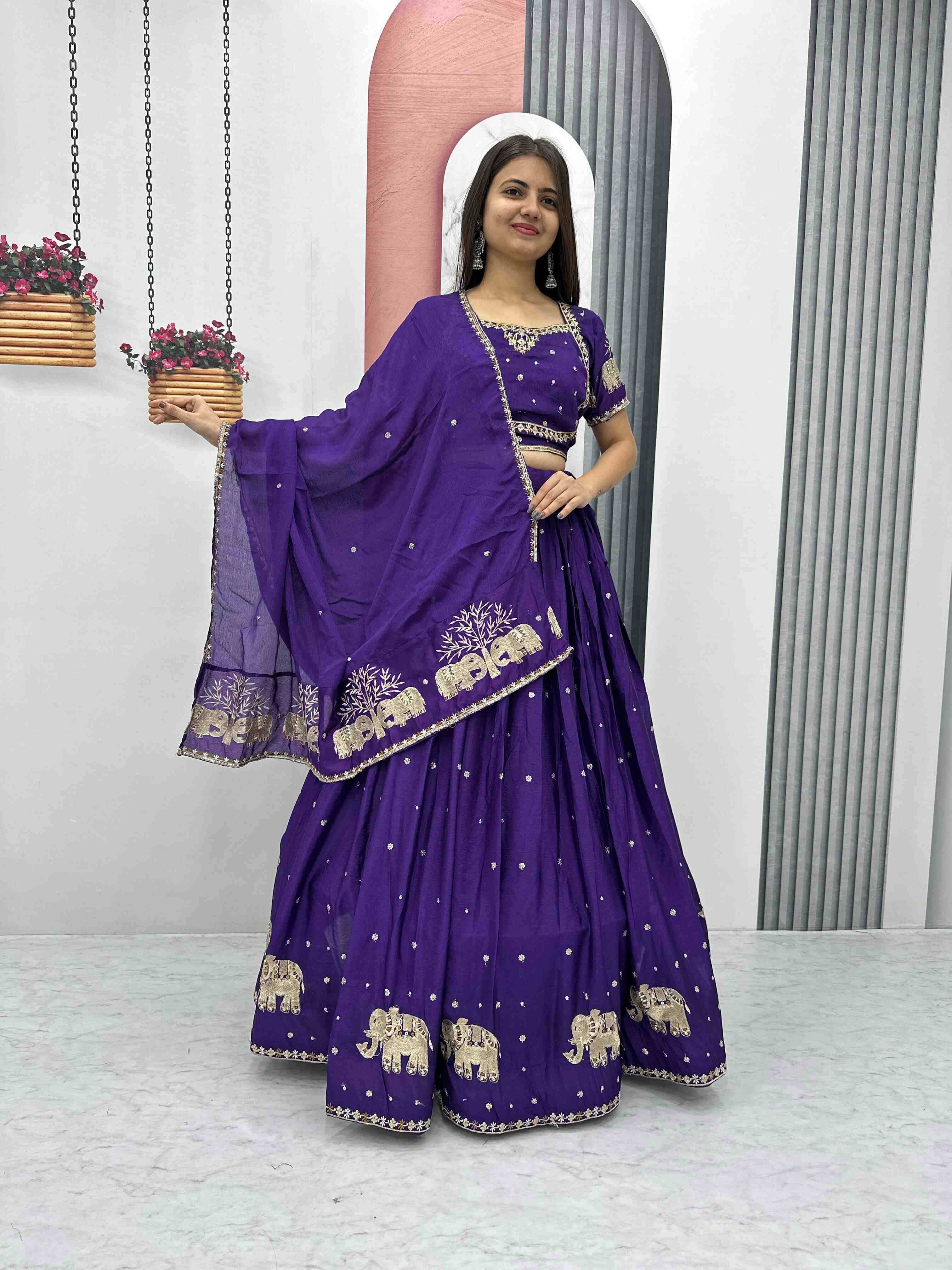 YNF CHINON KESH392 VAI05 LEHENGAS WHOLESALE EMBROIDERED THREAD WORK SEQUINS LEHENGAS MANUFACTURER