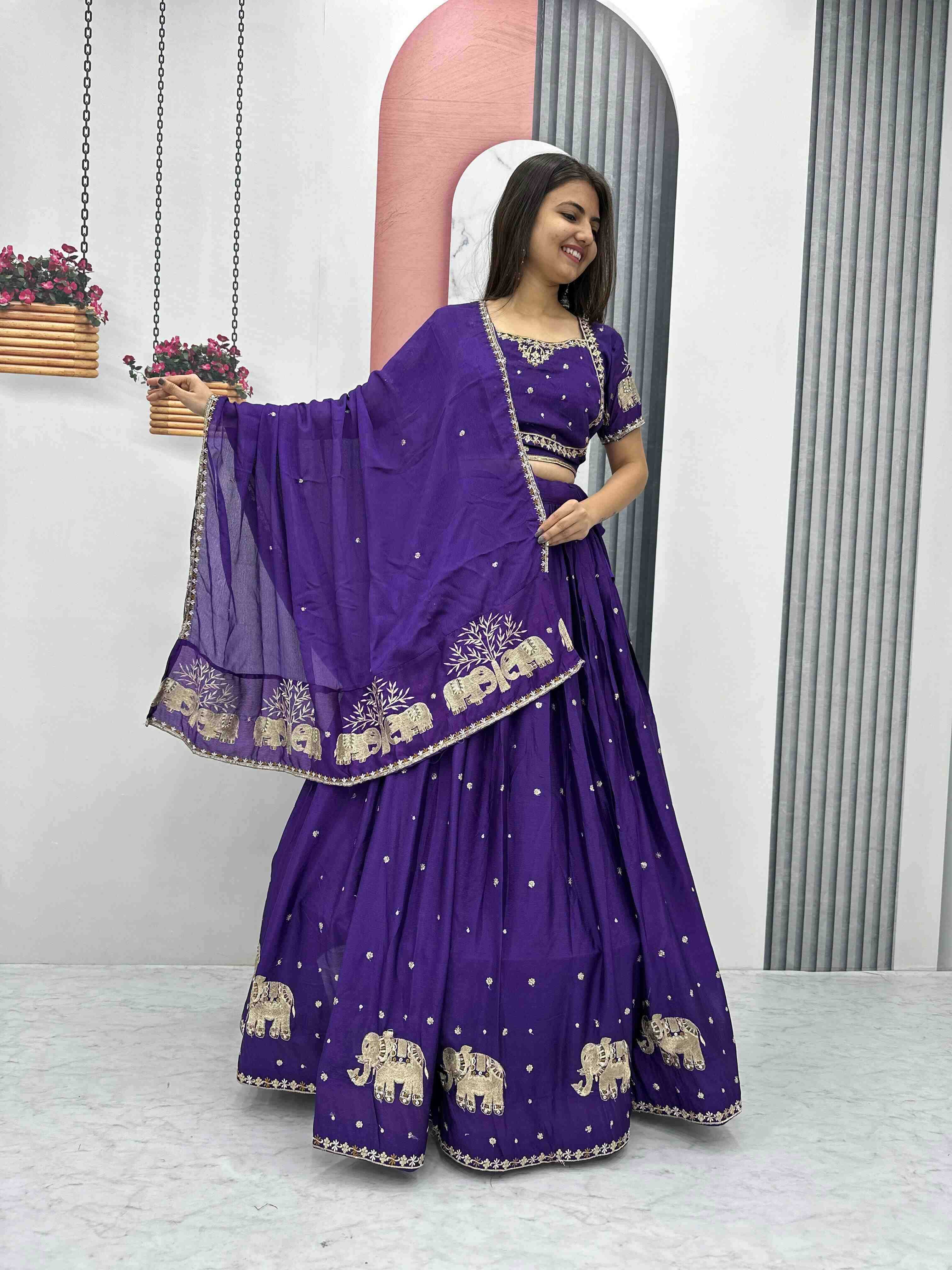 YNF CHINON KESH392 VAI05 LEHENGAS WHOLESALE EMBROIDERED THREAD WORK SEQUINS LEHENGAS MANUFACTURER