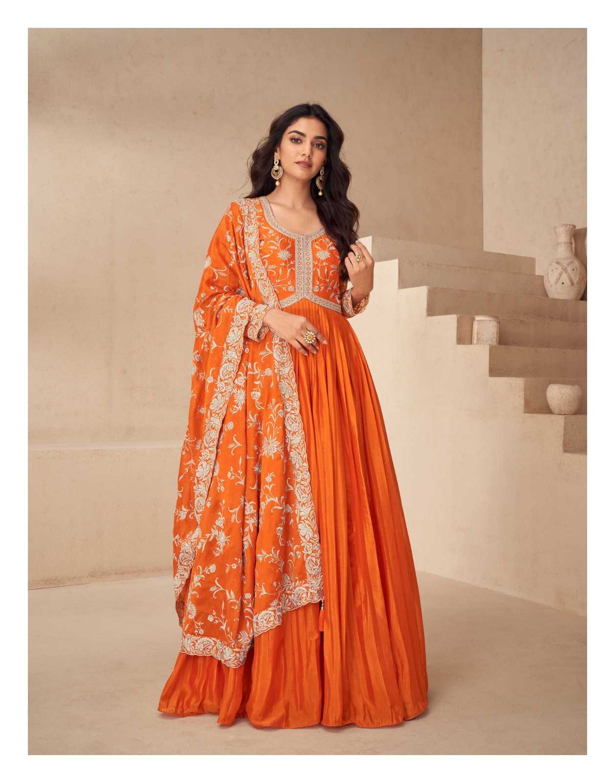 YNF CHINON SILK AASHIRWAD KESH233 KAYSERIA CLOTHING BRANDS WHOLESALE GOWN MANUFACTURER
