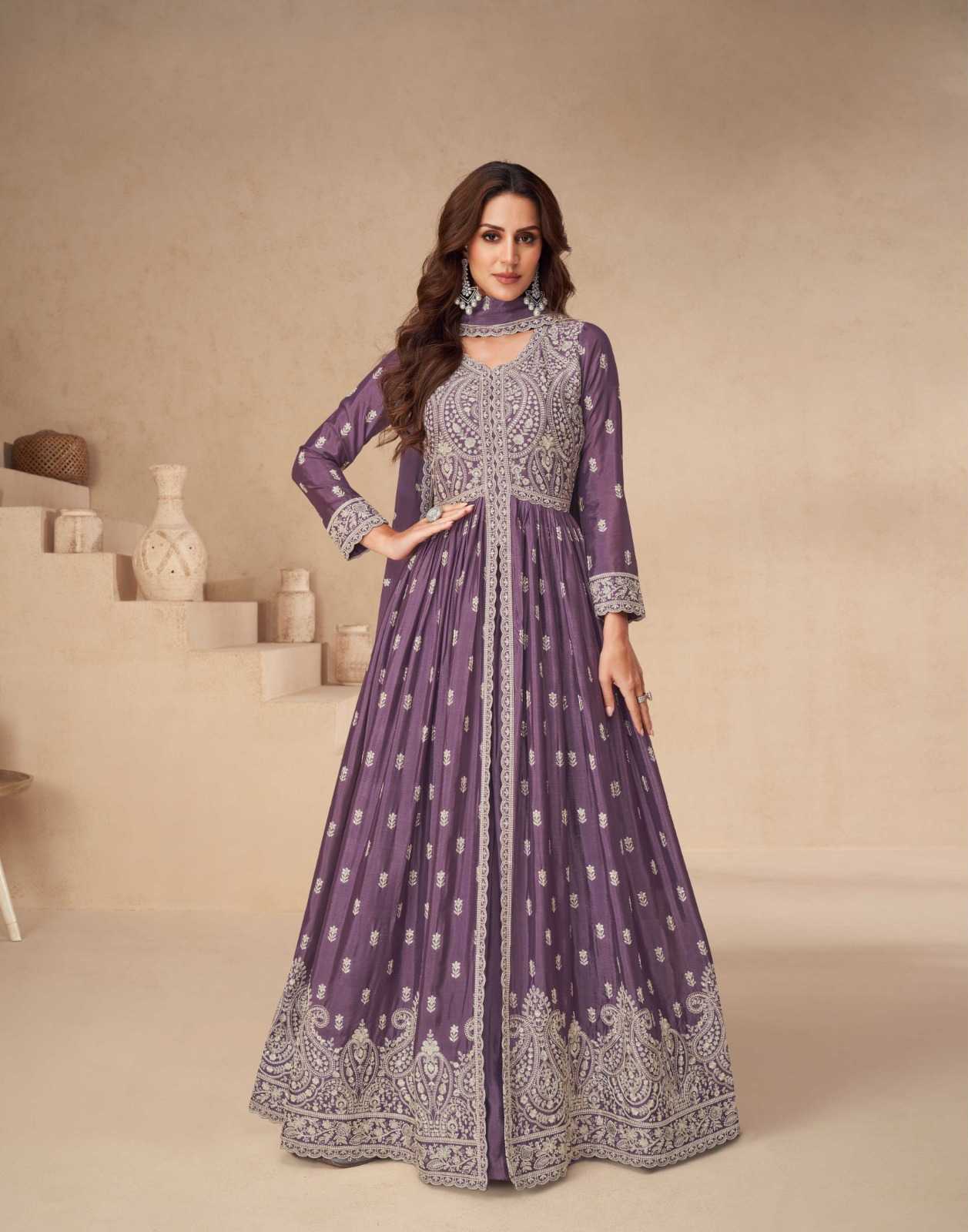 YNF CHINON SILK AASHIRWAD KESH233 RAKHI CLOTHING BRANDS WHOLESALE GOWN MANUFACTURER
