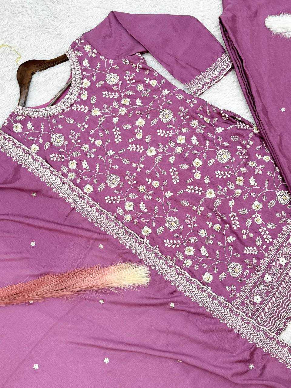 YNF CHINON SILK KESH157 1667 SUITS & DRESSES WHOLESALE EMBROIDERY PALAZZO LADIES SILK WEDDING SUITS MANUFACTURER