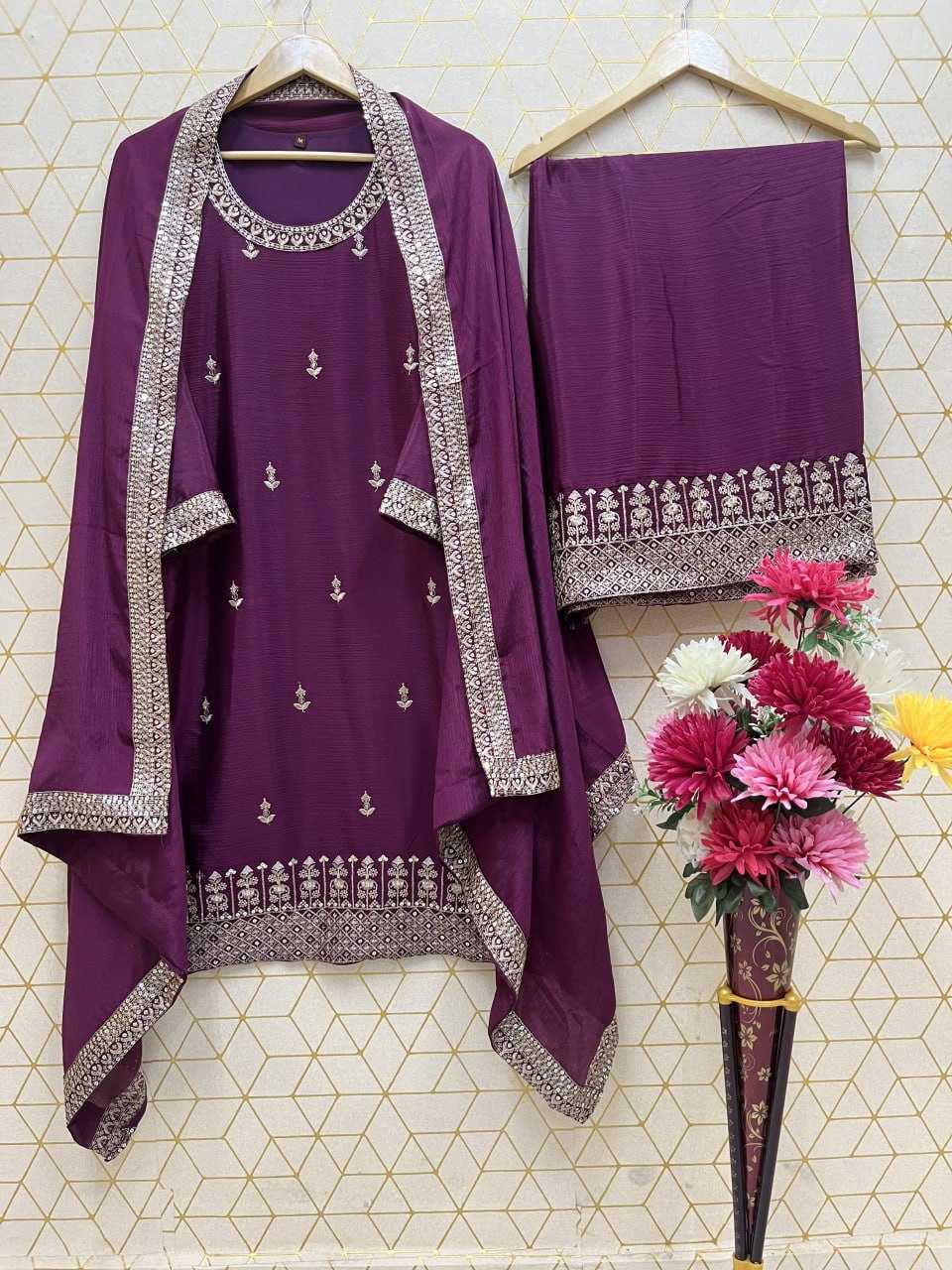 YNF CHINON SILK KESH247 7030 SUITS & DRESSES WHOLESALE EMBROPIDERY SHARARA SALWAR SILK PARTY WEDDING SUITS MANUFACTURE