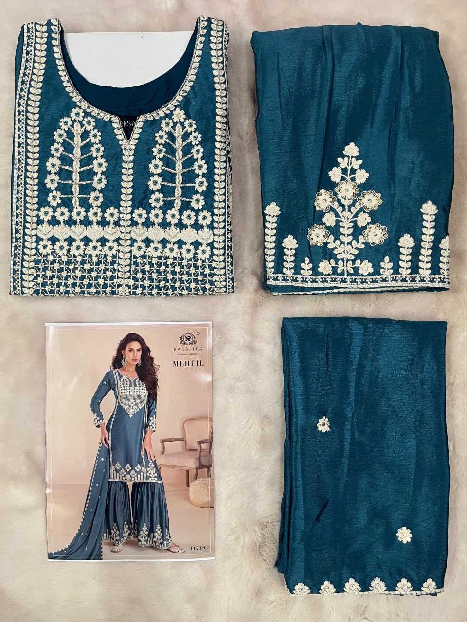 YNF CHINON SILK RASALIKA KESH233 MEHFIL CLOTHING BRANDS WHOLESALE SUITS MANUFACTURER