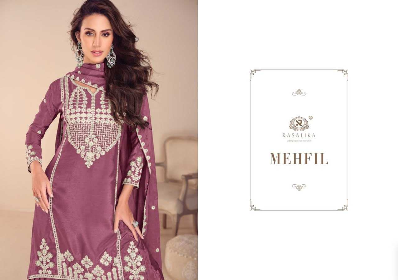 YNF CHINON SILK RASALIKA KESH233 MEHFIL CLOTHING BRANDS WHOLESALE SUITS MANUFACTURER