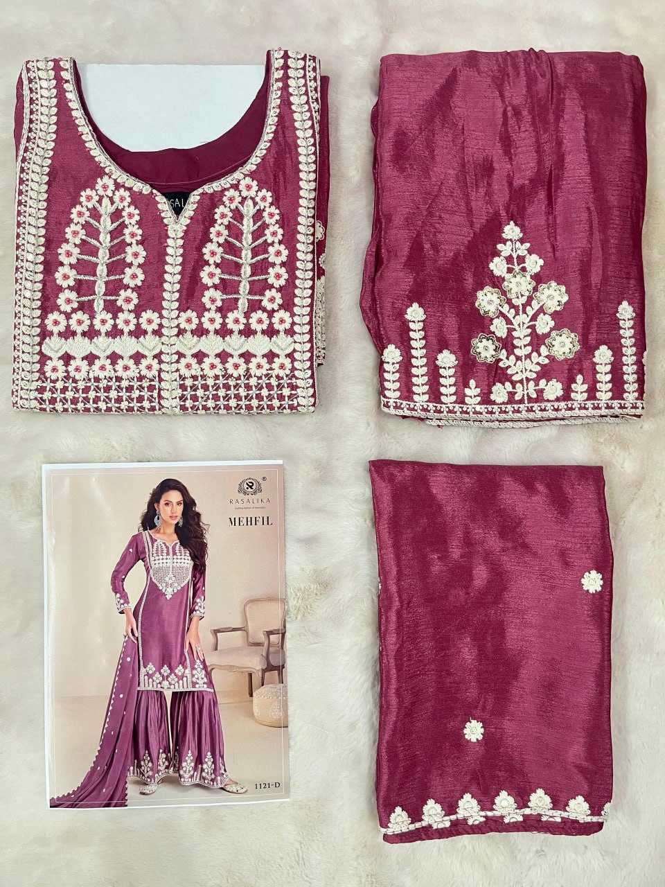 YNF CHINON SILK RASALIKA KESH233 MEHFIL CLOTHING BRANDS WHOLESALE SUITS MANUFACTURER