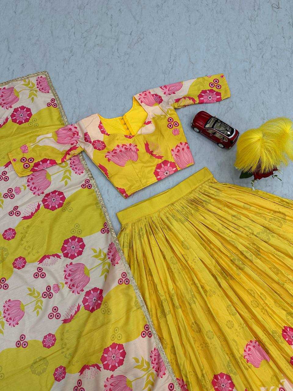 YNF COTTON KESH119 465 LEHENGAS WHOLESALE YELLOW TRADITIONAL PRINTED LEHENGAS MANUFACTURER