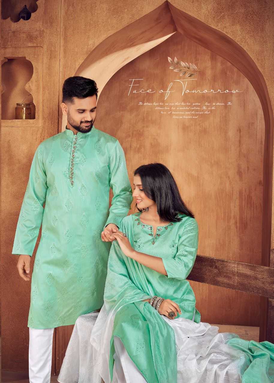 YNF COTTON RIN131 11 COUPLE WEAR WHOLESALE MENS KURTA PAYJAM & FEMALE KURTIS BOTTOM MANUFACTURER