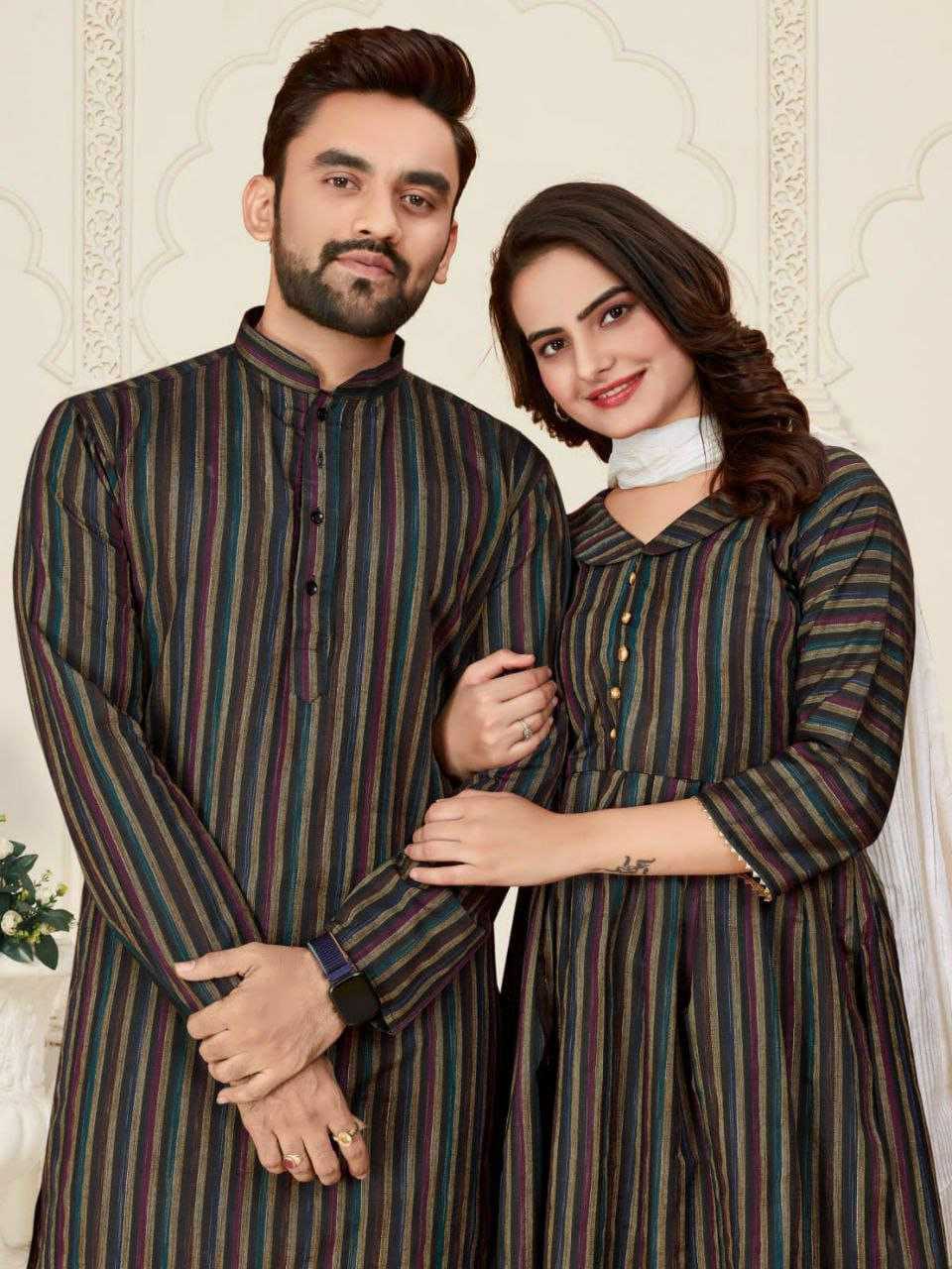 YNF COTTON RIN191 DHRUV-TARA COUPLE WEAR WHOLESALE MENS KURTA PAYJAM & FEMALE KURTIS BOTTOM MANUFACTURER