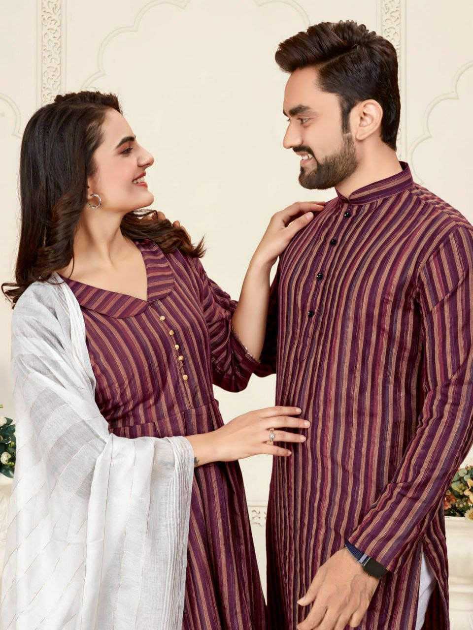 YNF COTTON RIN191 DHRUV-TARA COUPLE WEAR WHOLESALE MENS KURTA PAYJAM & FEMALE KURTIS BOTTOM MANUFACTURER