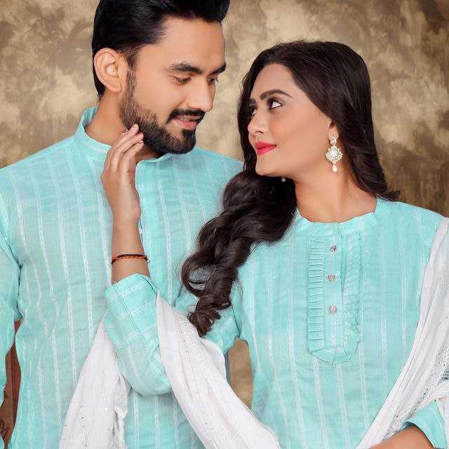 YNF COTTON RIN191 Madhu-Baala COUPLE WEAR WHOLESALE MENS KURTA PAYJAM & FEMALE KURTIS BOTTOM MANUFACTURER