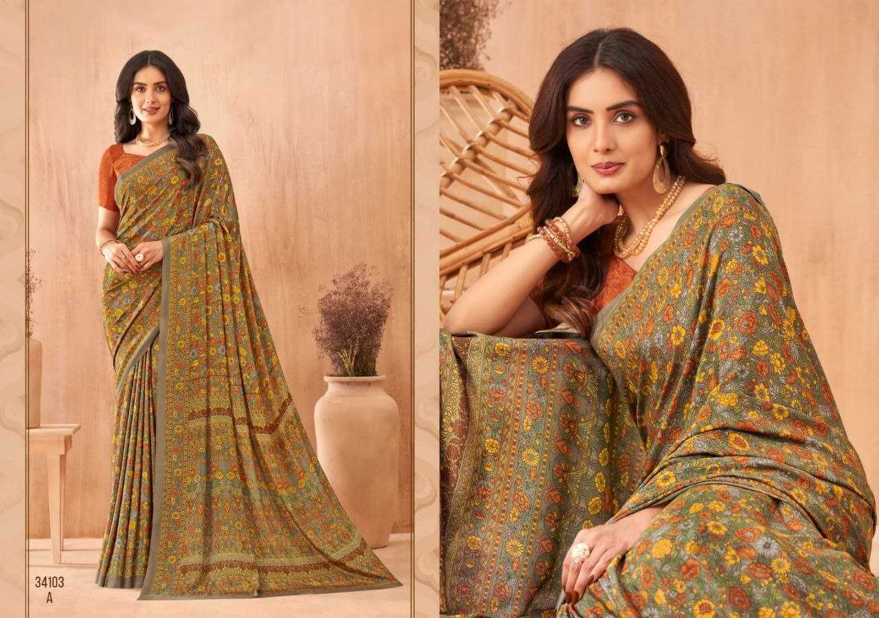 YNF CREPE SILK RUCHI RIN195 VOL-34 CLOTHING BRANDS WHOLESALE SAREES MANUFACTURER