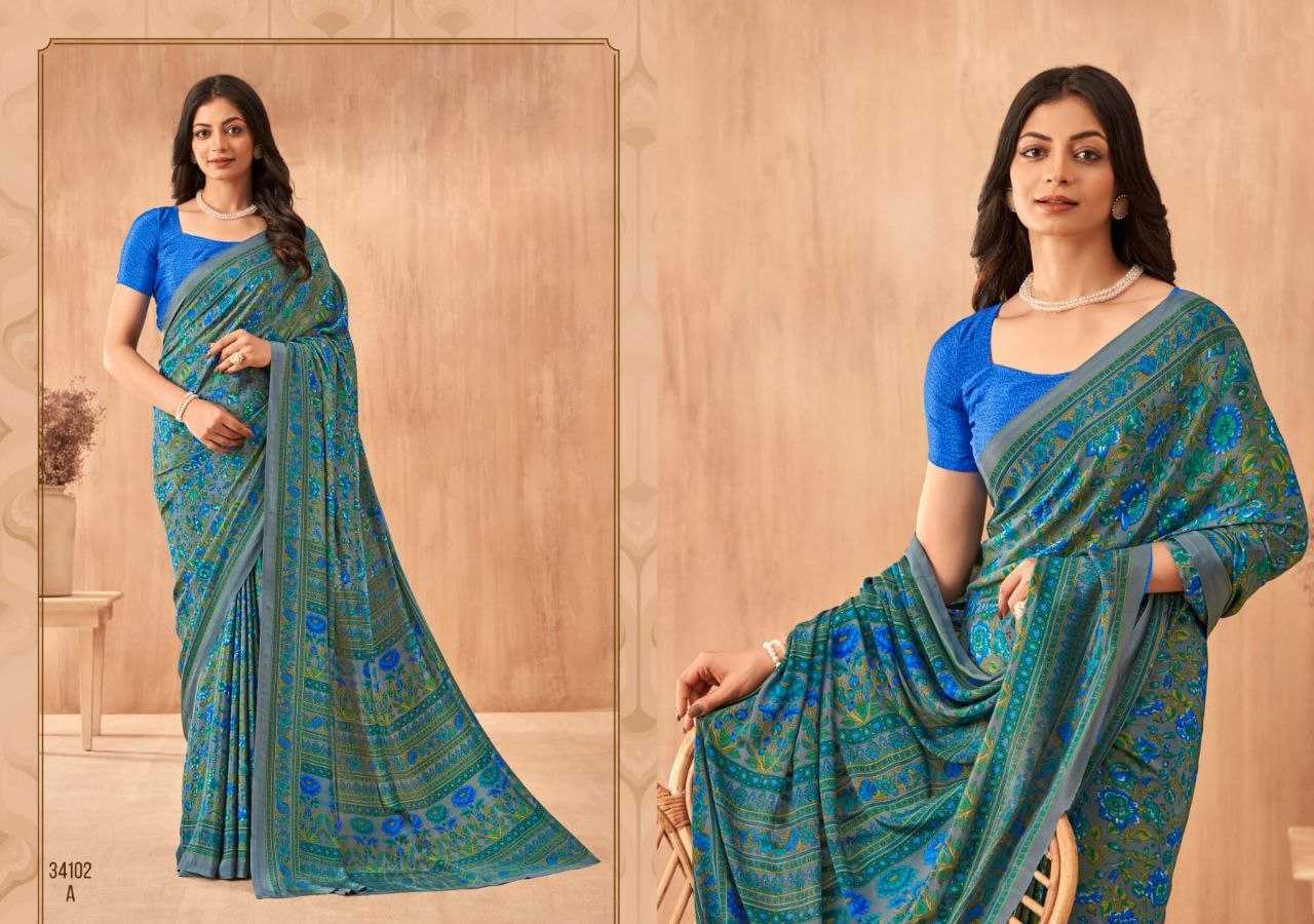 YNF CREPE SILK RUCHI RIN195 VOL-34 CLOTHING BRANDS WHOLESALE SAREES MANUFACTURER