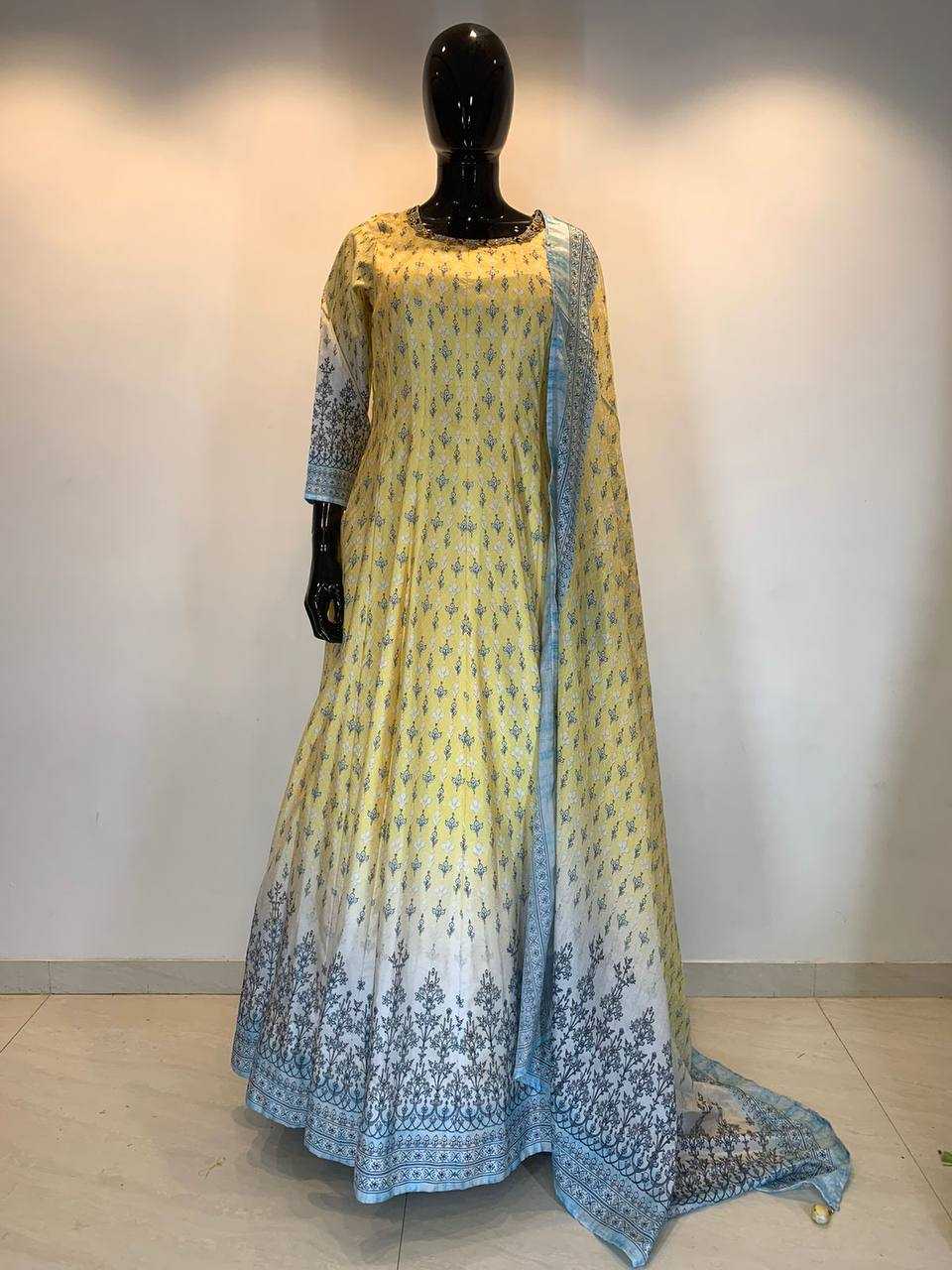 YNF DOLA SILK RIN131 37001 GOWNS WHOLESALE PRINTED LONG SILK GOWNS MANUFACTURER