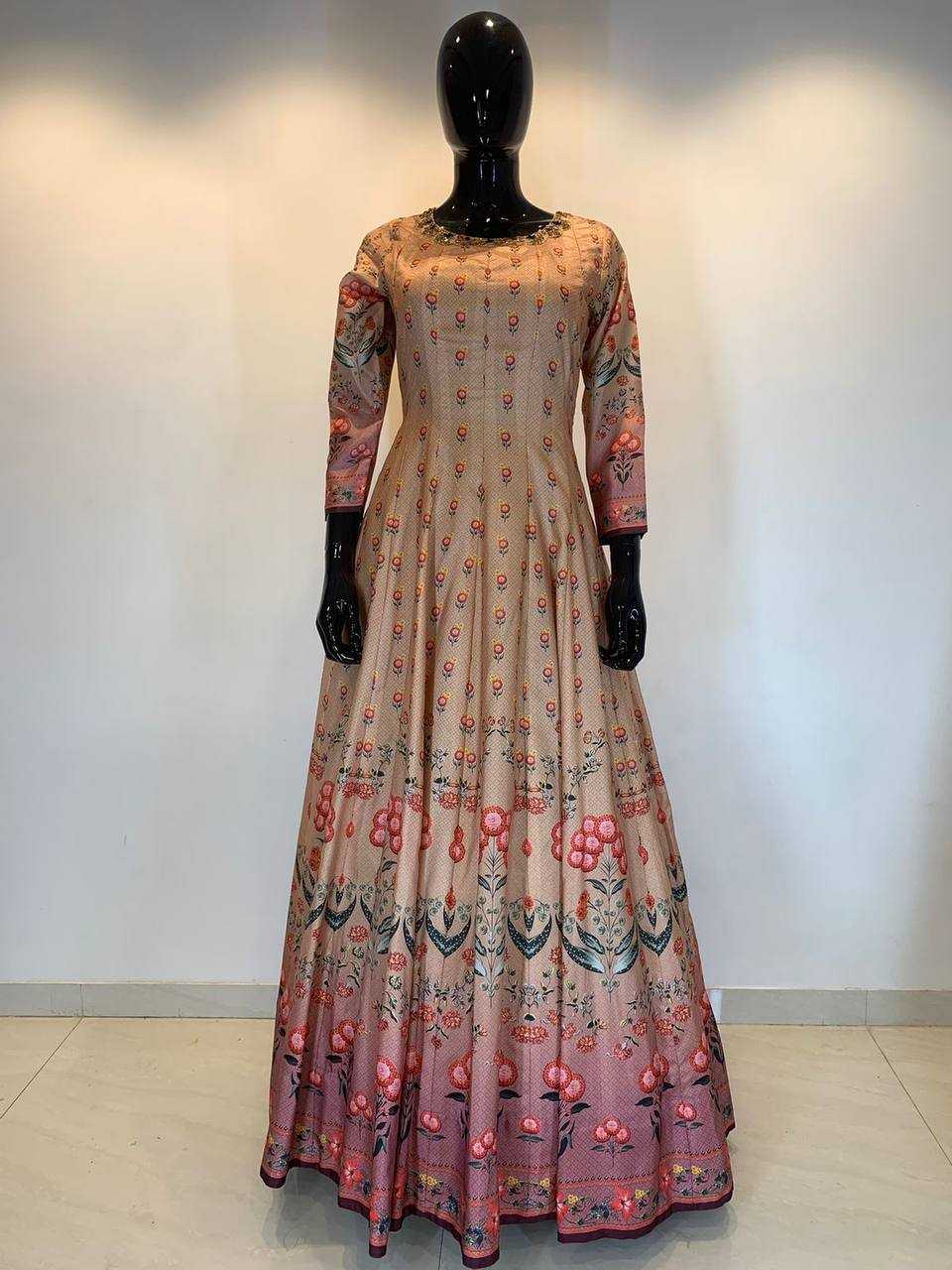 YNF DOLA SILK RIN131 37001 GOWNS WHOLESALE PRINTED LONG SILK GOWNS MANUFACTURER