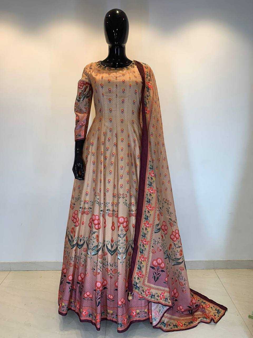 YNF DOLA SILK RIN131 37001 GOWNS WHOLESALE PRINTED LONG SILK GOWNS MANUFACTURER