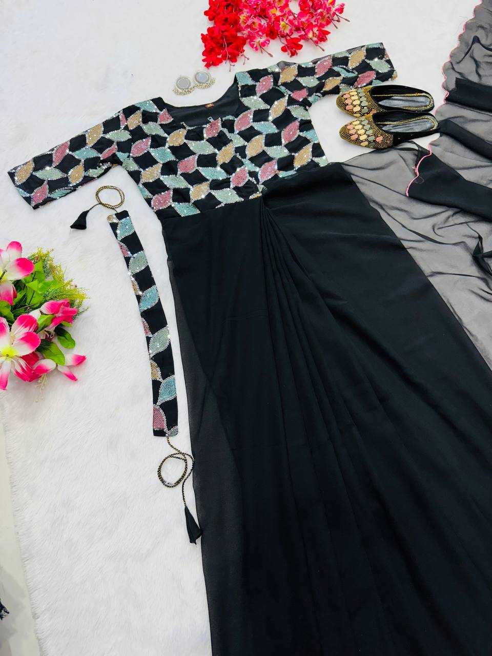 YNF FAUX GEORGETTE KESH224 218 GOWNS SAREES WHOLESALE PRINTED GEORGETTE FANCY SAREES GOWNS MANUFACTURER