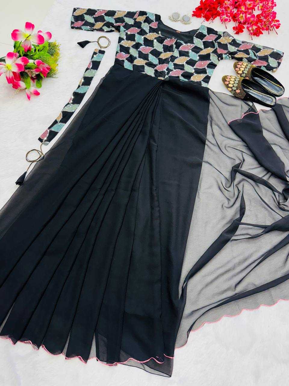 YNF FAUX GEORGETTE KESH224 218 GOWNS SAREES WHOLESALE PRINTED GEORGETTE FANCY SAREES GOWNS MANUFACTURER
