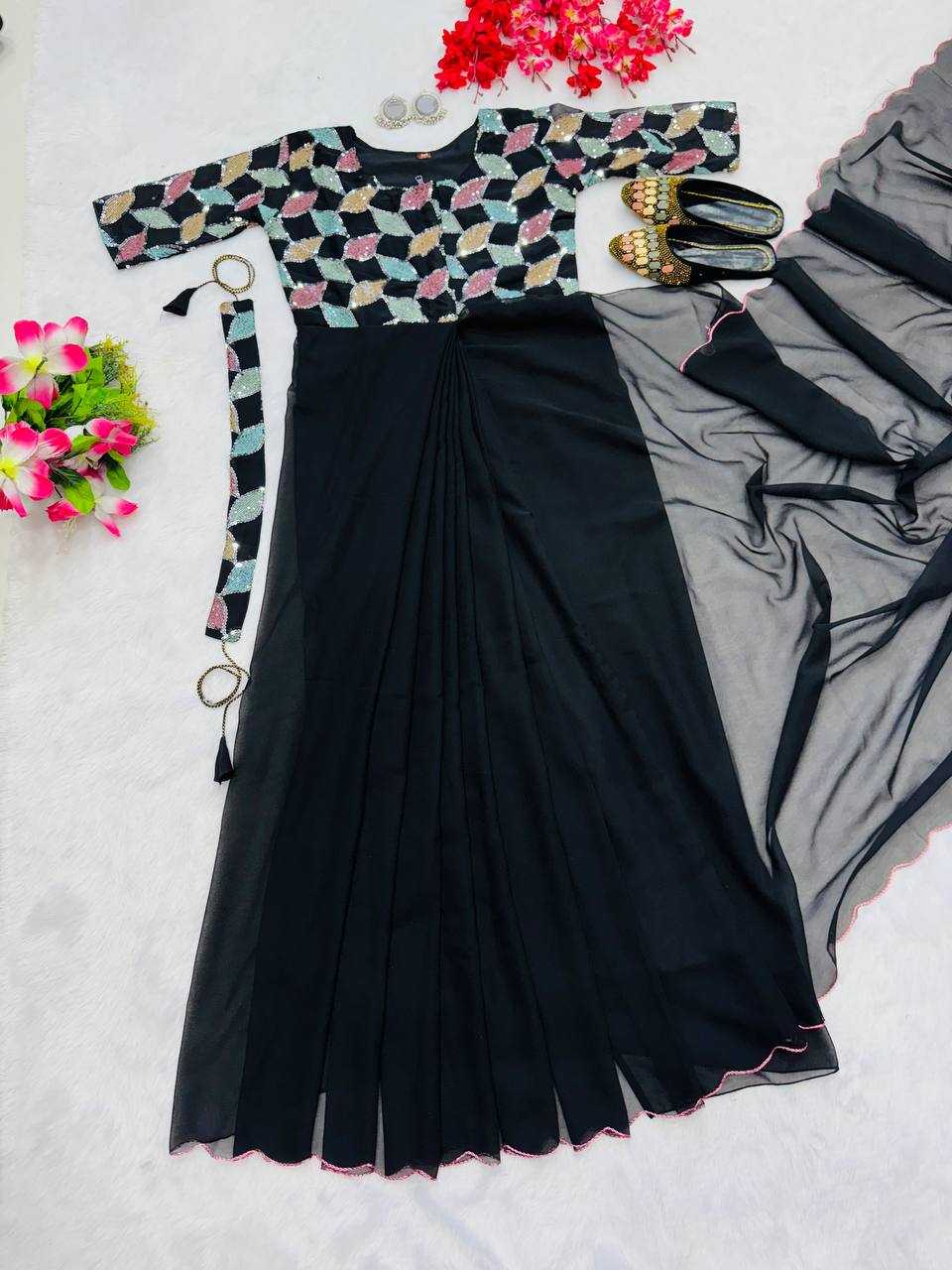 YNF FAUX GEORGETTE KESH224 218 GOWNS SAREES WHOLESALE PRINTED GEORGETTE FANCY SAREES GOWNS MANUFACTURER