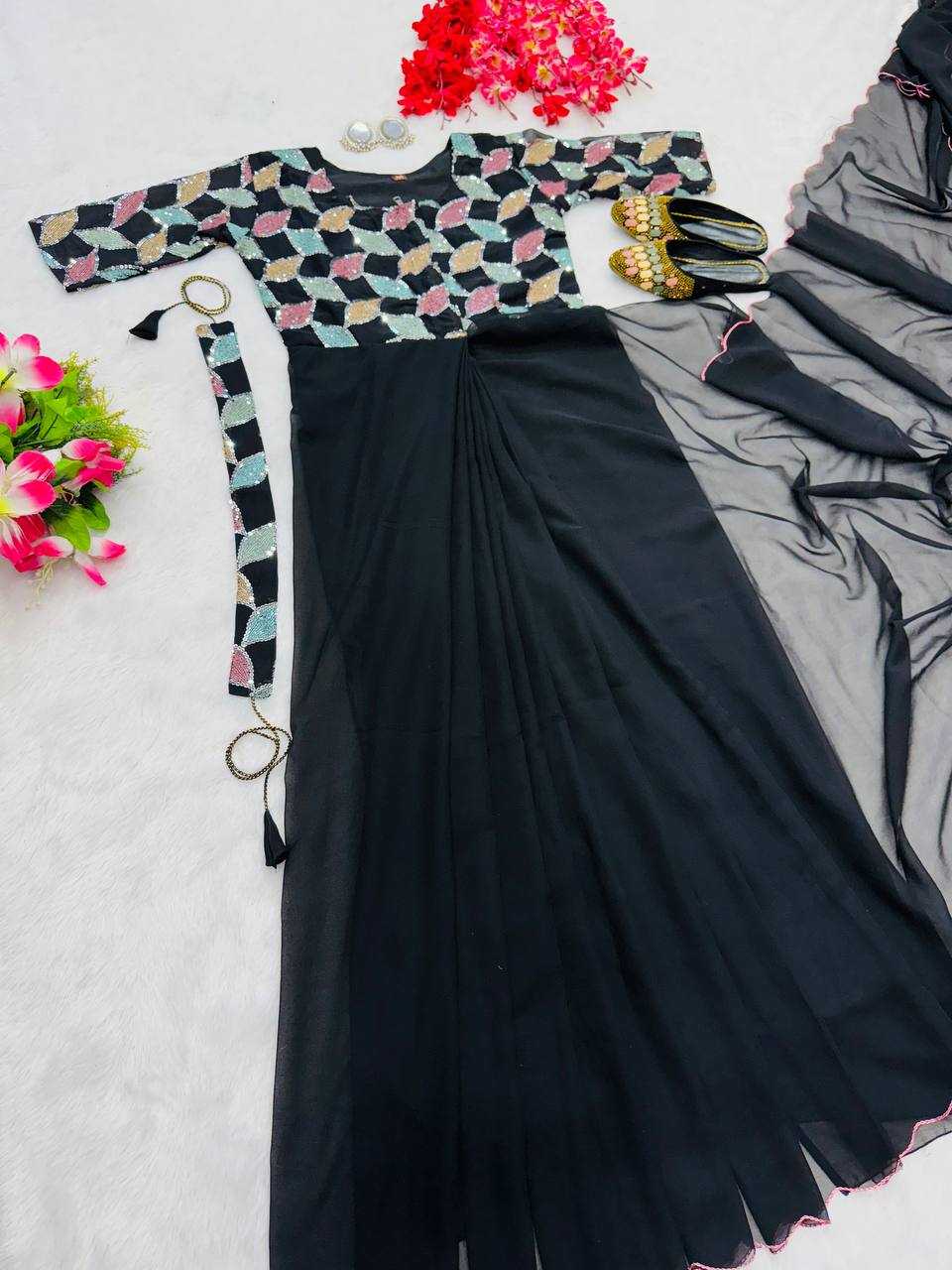 YNF FAUX GEORGETTE KESH224 218 GOWNS SAREES WHOLESALE PRINTED GEORGETTE FANCY SAREES GOWNS MANUFACTURER
