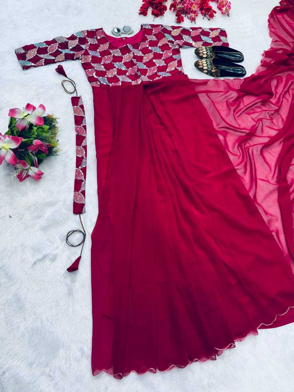YNF FAUX GEORGETTE KESH224 218 GOWNS SAREES WHOLESALE PRINTED GEORGETTE FANCY SAREES GOWNS MANUFACTURER