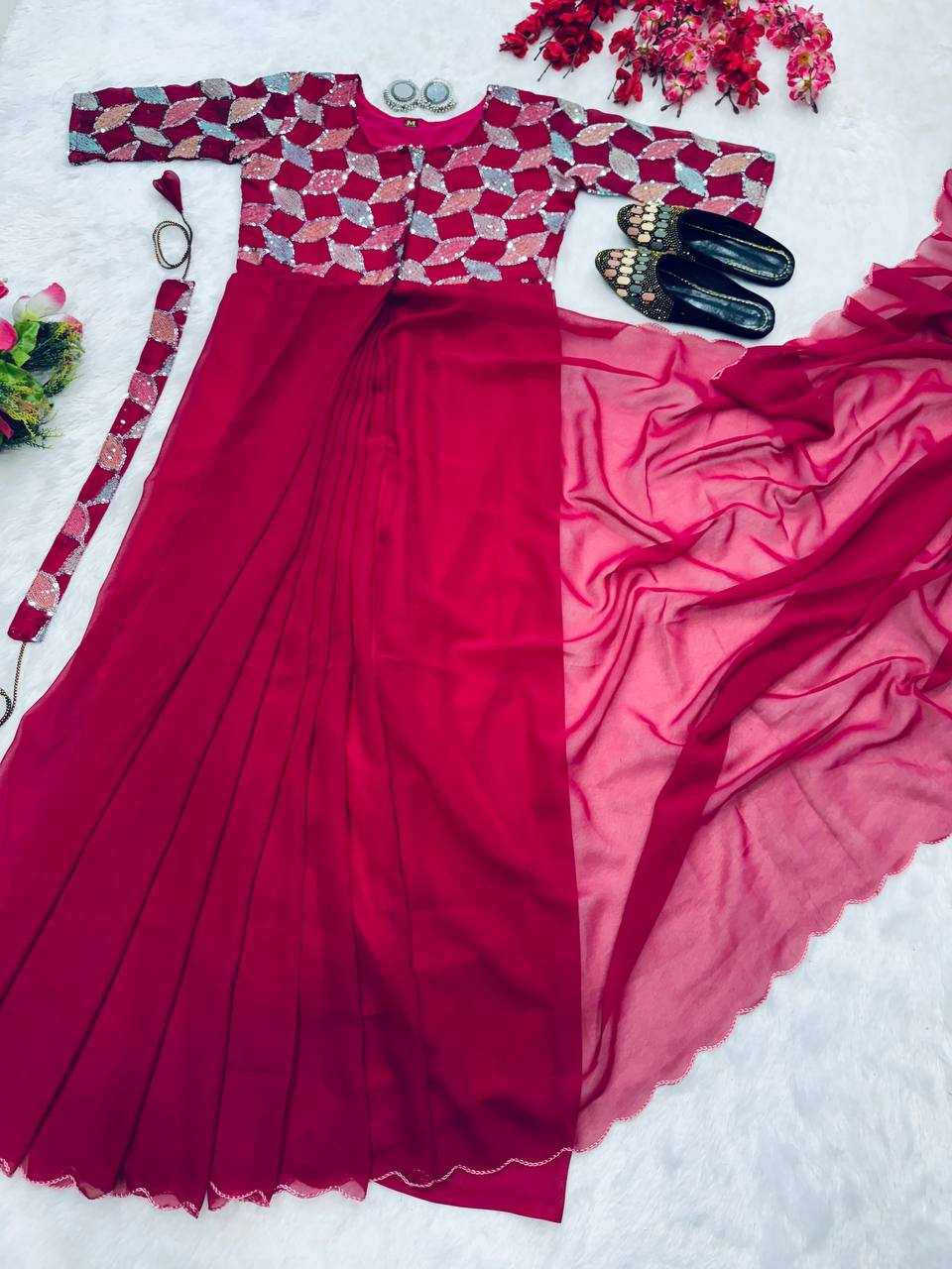 YNF FAUX GEORGETTE KESH224 218 GOWNS SAREES WHOLESALE PRINTED GEORGETTE FANCY SAREES GOWNS MANUFACTURER