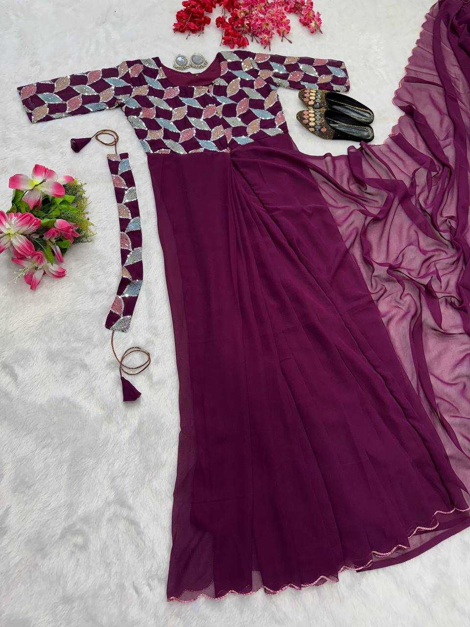 YNF FAUX GEORGETTE KESH224 218 GOWNS SAREES WHOLESALE PRINTED GEORGETTE FANCY SAREES GOWNS MANUFACTURER