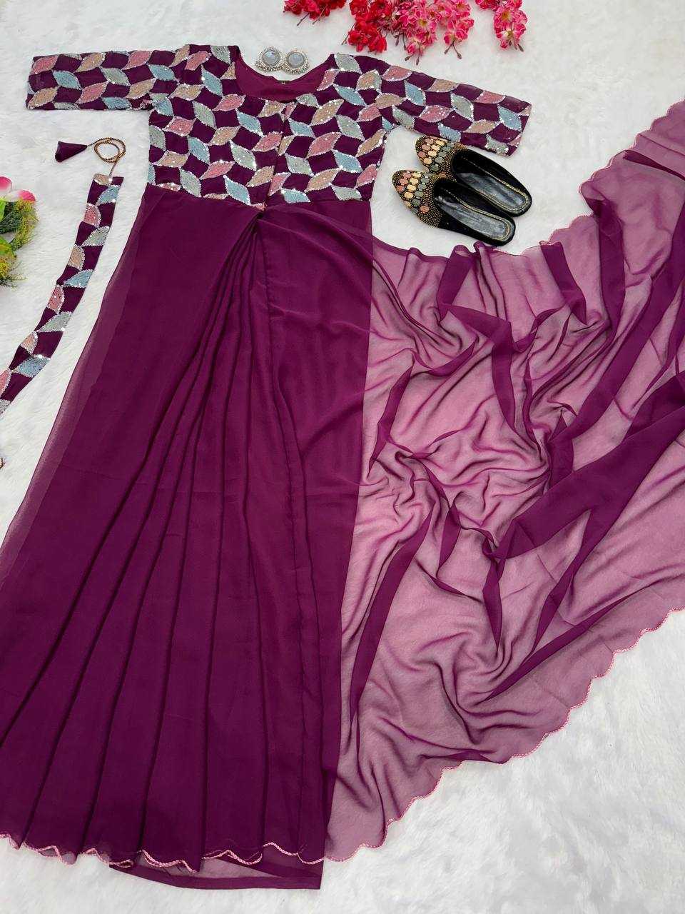 YNF FAUX GEORGETTE KESH224 218 GOWNS SAREES WHOLESALE PRINTED GEORGETTE FANCY SAREES GOWNS MANUFACTURER