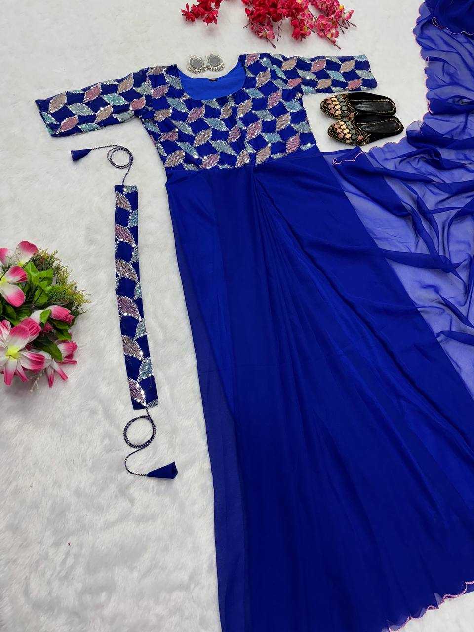 YNF FAUX GEORGETTE KESH224 218 GOWNS SAREES WHOLESALE PRINTED GEORGETTE FANCY SAREES GOWNS MANUFACTURER