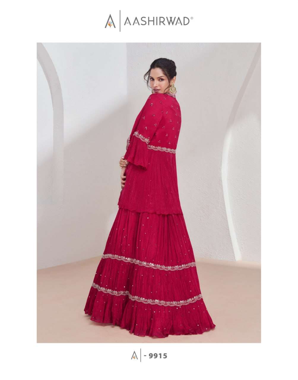 YNF GEORGETTE AASHIRWAD KESH233 AARZOO CLOTHING BRANDS WHOLESALE SUIT ADN DRESS MANUFACTURER