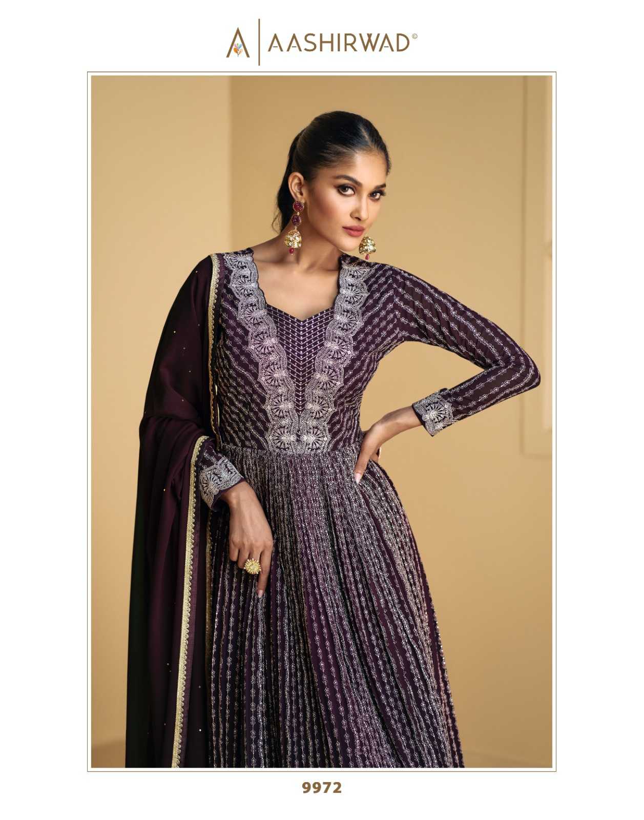 YNF GEORGETTE AASHIRWAD KESH233 TAREEF CLOTHING BRANDS WHOLESALE GOWNS MANUFACTURER