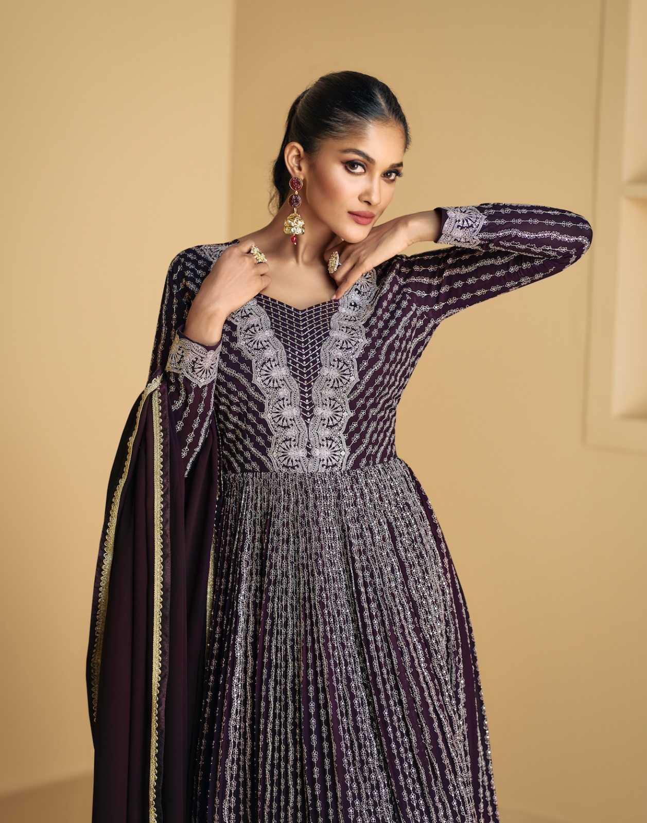 YNF GEORGETTE AASHIRWAD KESH233 TAREEF CLOTHING BRANDS WHOLESALE GOWNS MANUFACTURER