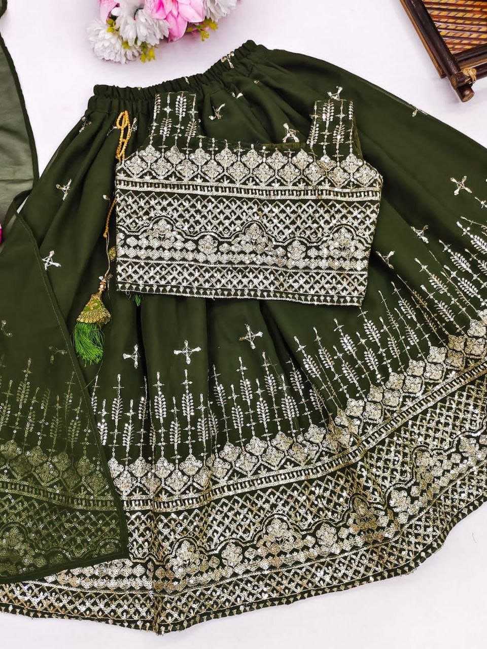 YNF GEORGETTE KESH168 Green Well KIDS WEAR WHOLESALE KIDS LEHENGA KIDS TRADITIONAL OUTFITS LEHENGA CHOLI KIDS FESTIVE WEAR KIDS WEDDING OUTFITS MANUFACTURER