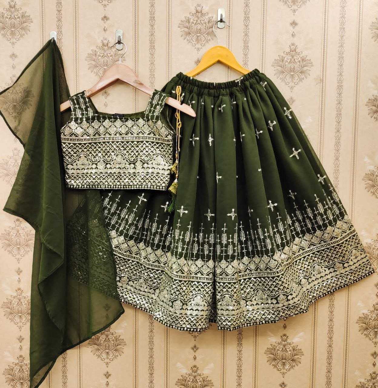 YNF GEORGETTE KESH168 Green Well KIDS WEAR WHOLESALE KIDS LEHENGA KIDS TRADITIONAL OUTFITS LEHENGA CHOLI KIDS FESTIVE WEAR KIDS WEDDING OUTFITS MANUFACTURER