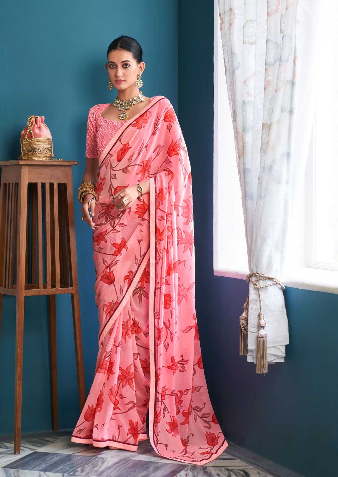 YNF GEORGETTE KESH235 Jharokha SAREES WHOLESALE PRINTED LADIES WEIGHTLESS SAREES MANUFACTURER