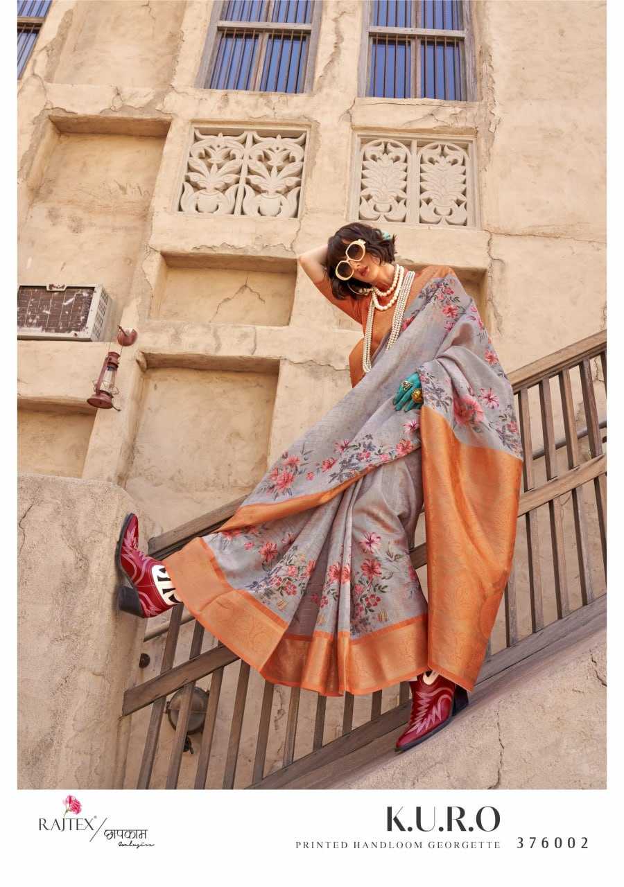 YNF GEORGETTE RAJ TEX KESH235 K.U.R.O CLOTHING BRANDS WHOLESALE SAREE MANUFACTURER