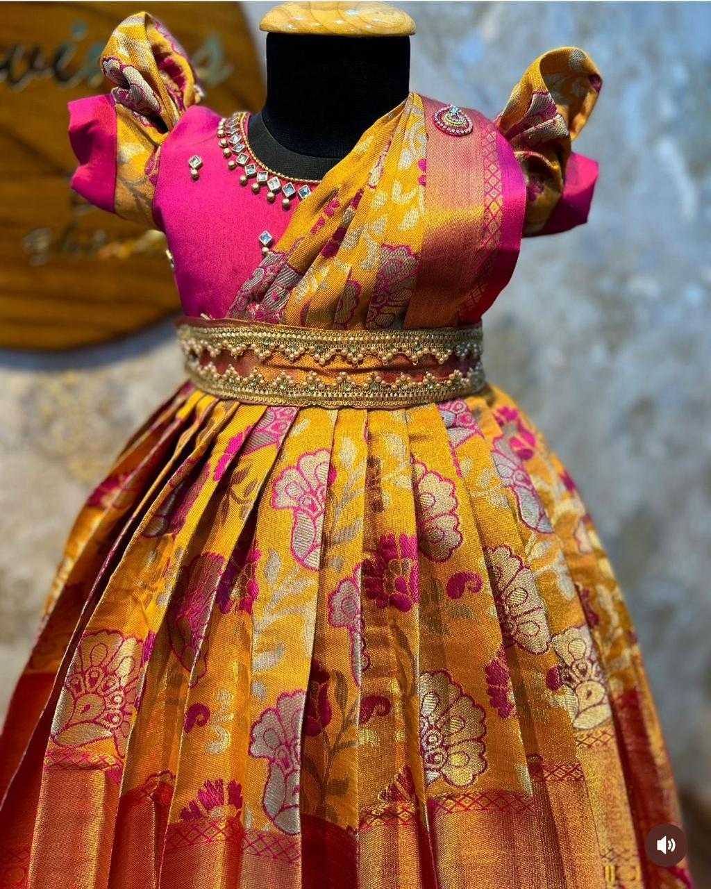 YNF KANJIVARAM SILK RIN192 8040 KIDS WEAR WHOLESALE KIDS WEDDING FESTIVEL GOWN MANUFACTURER