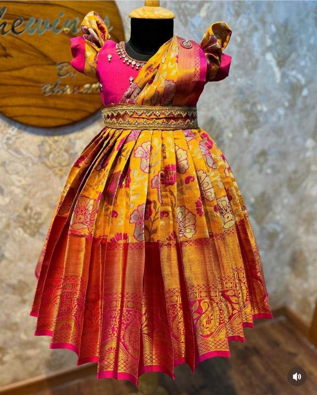 YNF KANJIVARAM SILK RIN192 8040 KIDS WEAR WHOLESALE KIDS WEDDING FESTIVEL GOWN MANUFACTURER