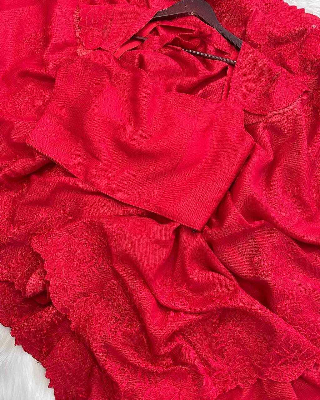 YNF KOTA CHEX RIN189 1132 SAREES WHOLESALE SEQUENCE EMBROIDERED KOTA DORIA RED SAREES MANUFACTURER