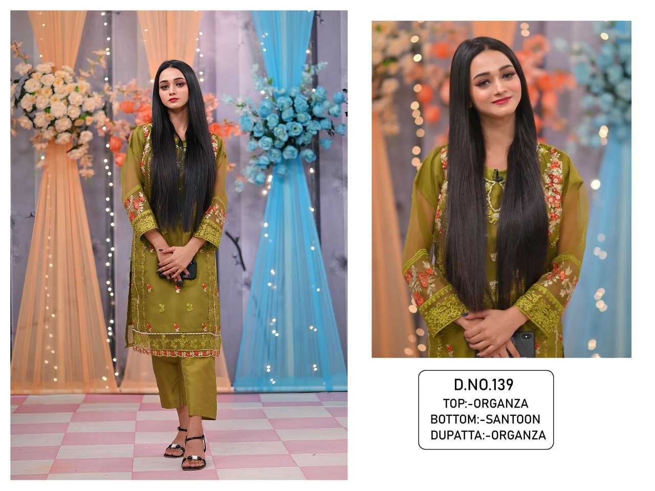 YNF ORGANZA RIN129 139 SUITS & DRESSES WHOLESALE UNSTITCHED SUITS EMANUFACTURER