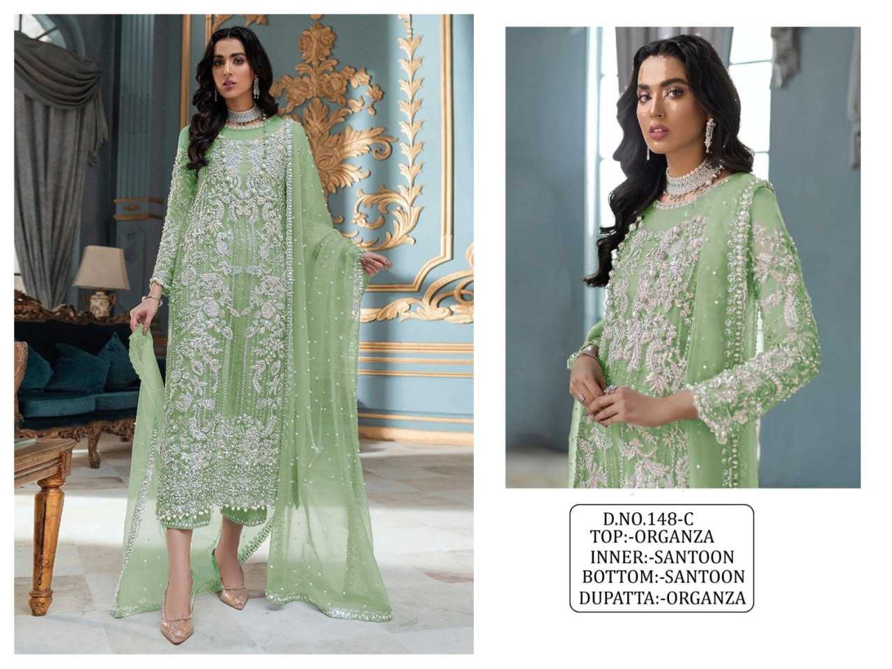 YNF ORGANZA RIN129 148 SUITS & DRESSES WHOLESALE EMBROIDERY SEMI STITCHED SUITS MANUFACTURER