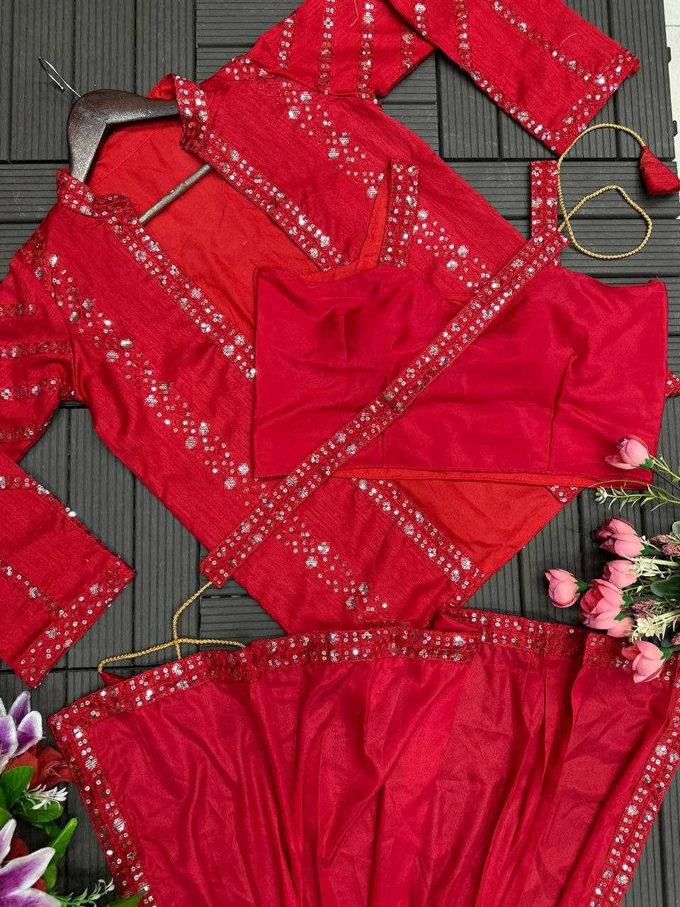 YNF SETIN KESH176 148 WHOLESALE READY TO WEAR EMBROIDERY SEQUENCE SAREES WITH BELT AND JACKET FANCY SAREES MANUFACTURER