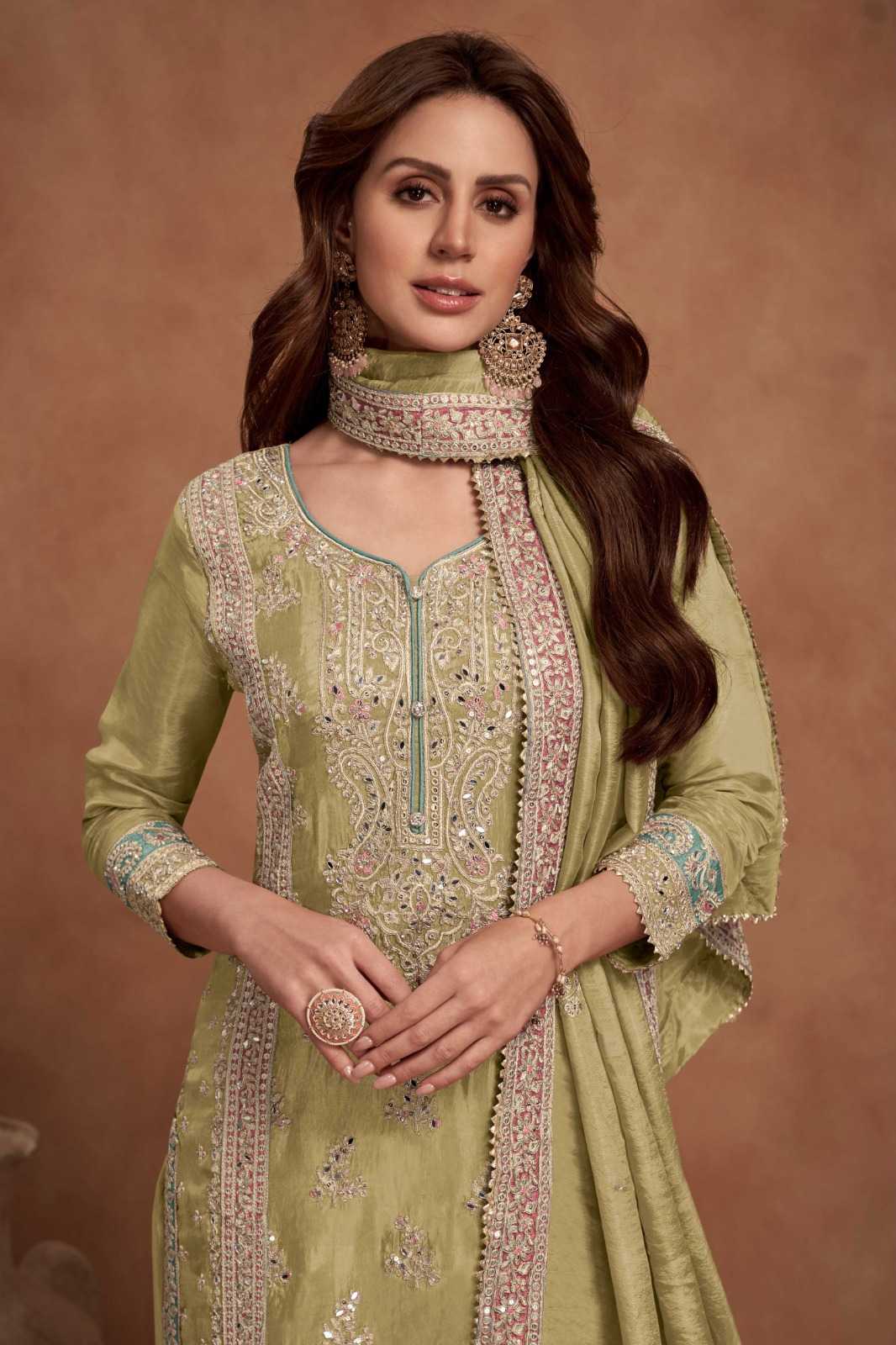 YNF SIMAR SILK GULKAYRA KESH235 NAZIA GOLD CLOTHING BRANDS WHOLESALE SUITS MANUFACTURER