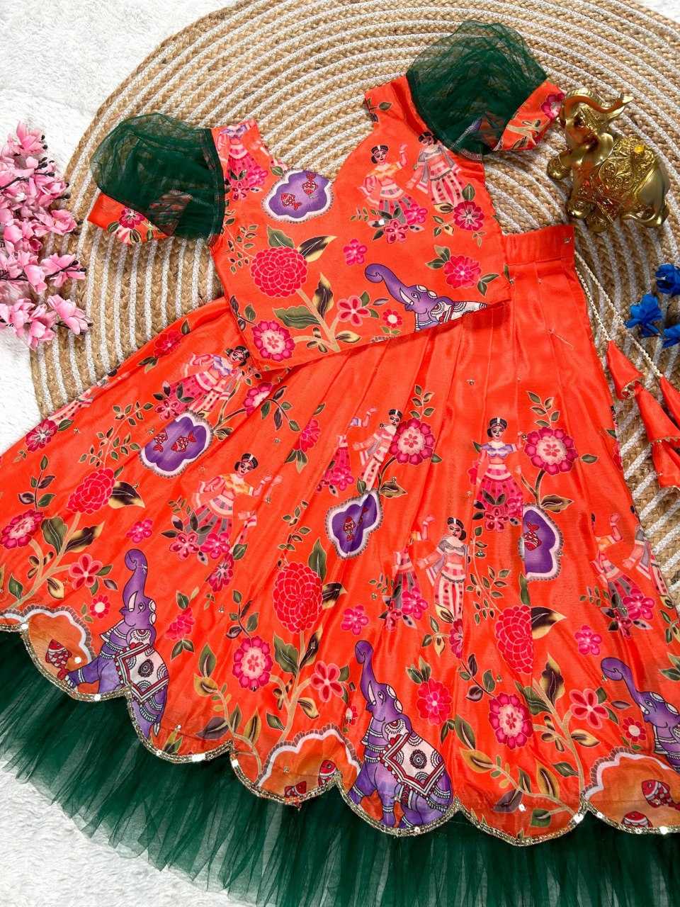 YNF SOFT CHINON KESH109 160 WHOLESALE KIDS LEHENGA TRADITIONAL ETHNIC LEHENGA KIDS FESTIVEL LEHANGA MANUFACTURER