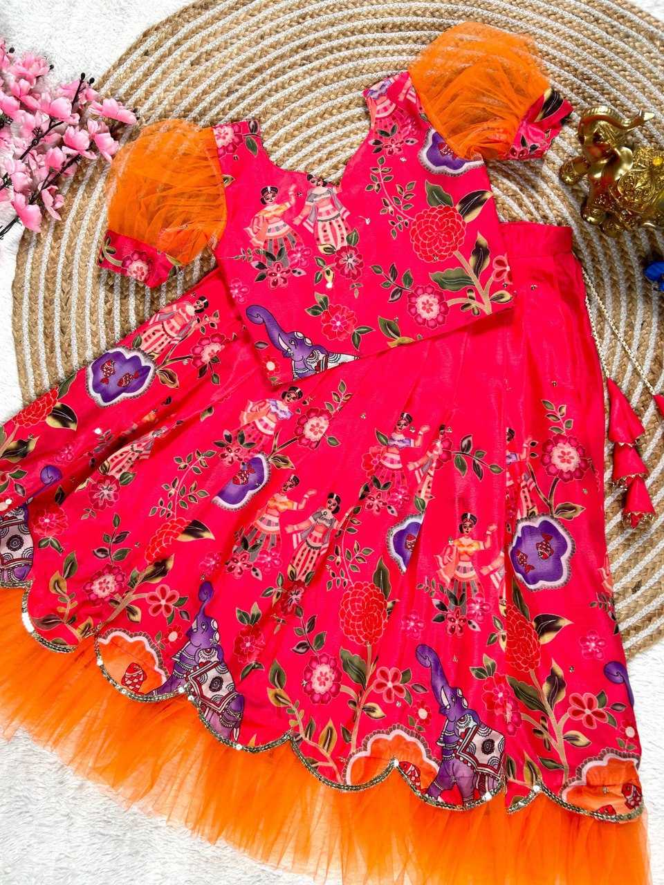 YNF SOFT CHINON KESH109 160 WHOLESALE KIDS LEHENGA TRADITIONAL ETHNIC LEHENGA KIDS FESTIVEL LEHANGA MANUFACTURER