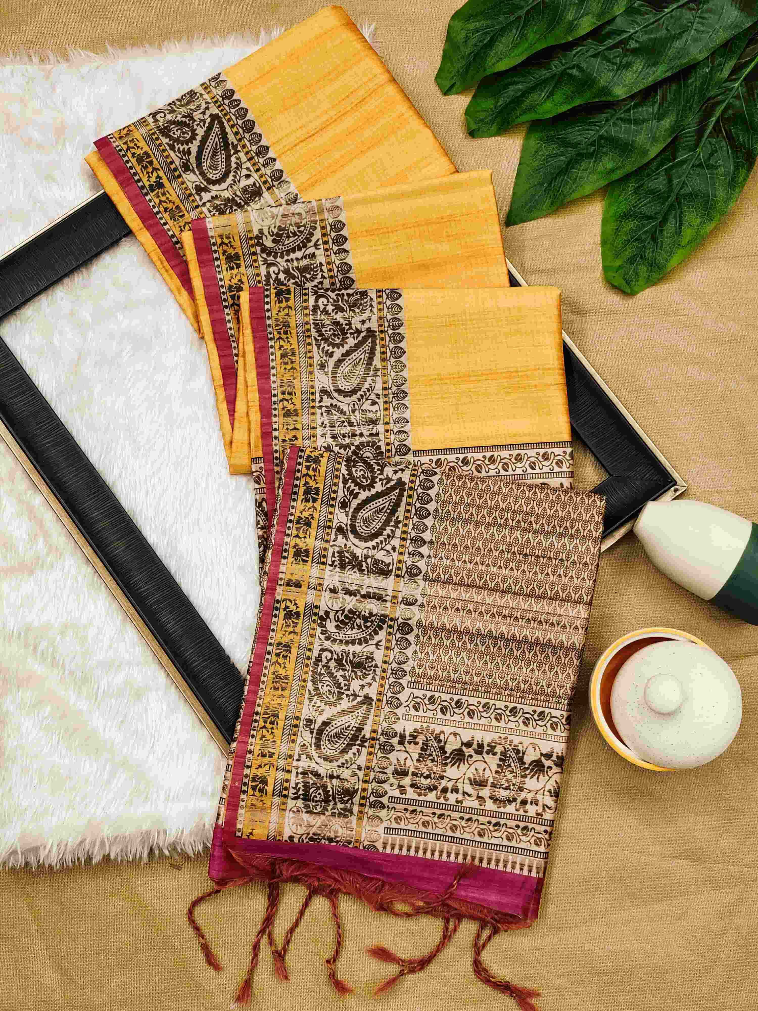 YNF TUSSAR SILK KESH165 RBN40 SILK SAREE WHOLESALE  TUSSAR HAND BLOCK TRADITIONAL SILK SAREE MANUFACTURER		