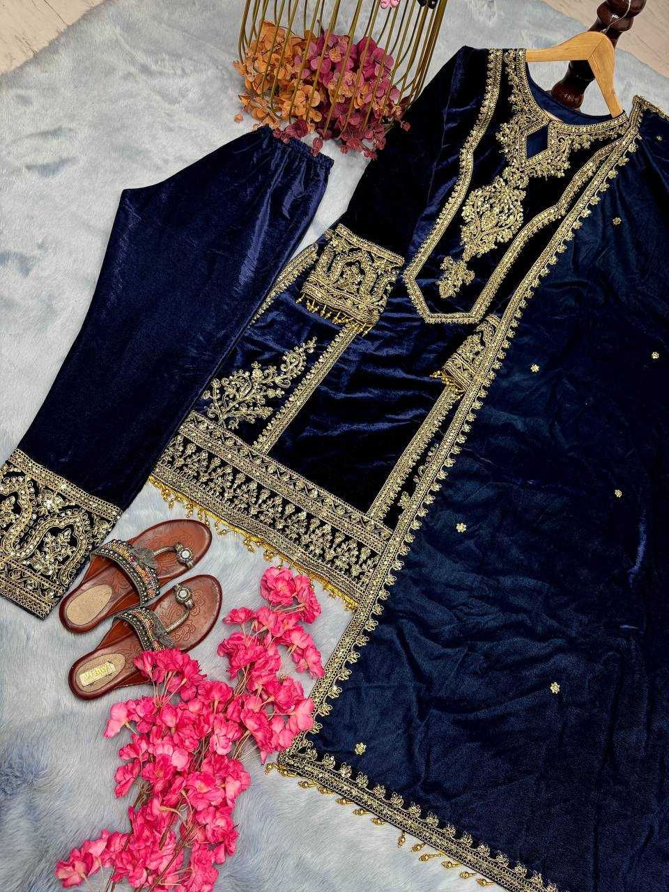 YNF VELVET KESH141 1072 SUITS & DRESSES WHOLESALE PARTY WEAR PAKISTANI EMBROIDERY VELVET EID COLLECTIONS SUITS MANUFACTURE